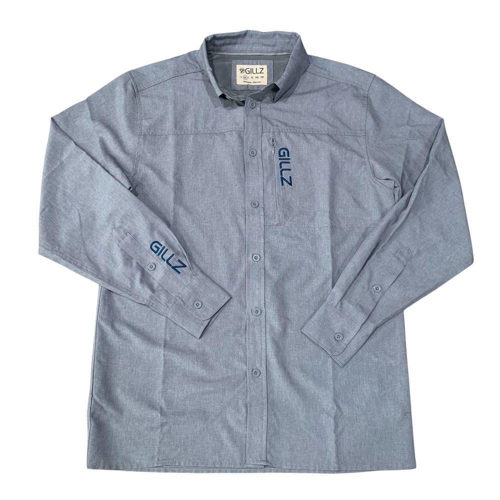 Gillz Fishing Shirt Mens‎ Medium Gray Long Sleeve Performance Vented NWOT